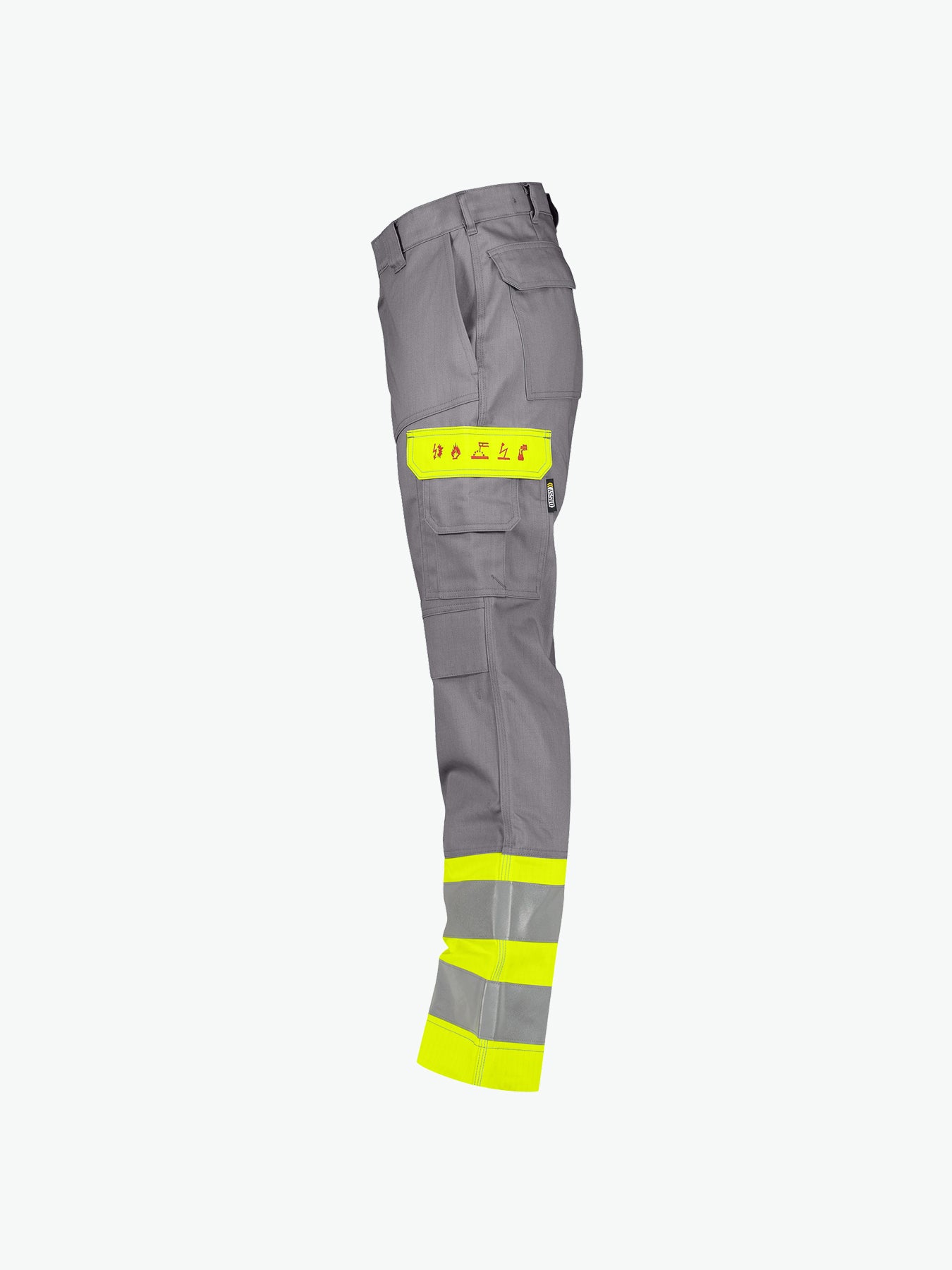 Dassy Lenox Multinorm hogezichtbaarheidsbroek met kniezakken - Grafietgrijs/Fluogeel Werkbroek HiVis Dassy