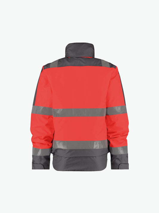 Dassy Lima Hogezichtbaarheidswinterjas - Fluorood/Cementgrijs Werkjas HiVis Dassy