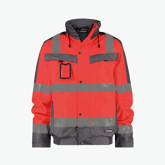 Dassy Lima Hogezichtbaarheidswinterjas - Fluorood/Cementgrijs Werkjas HiVis Dassy
