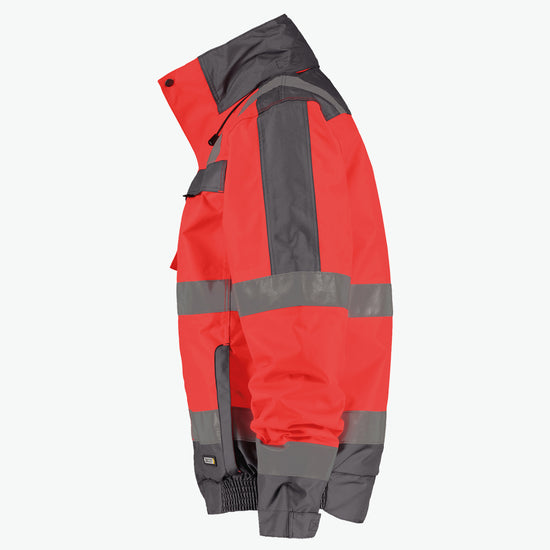 Dassy Lima Hogezichtbaarheidswinterjas - Fluorood/Cementgrijs Werkjas HiVis Dassy