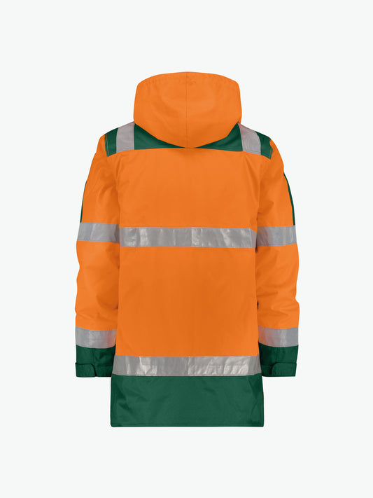 Dassy Limasol Hogezichtbaarheidsparka - Fluo-Oranje/Flessengroen Werkjas HiVis Dassy