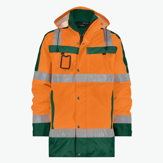 Dassy Limasol Hogezichtbaarheidsparka - Fluo-Oranje/Flessengroen Werkjas HiVis Dassy
