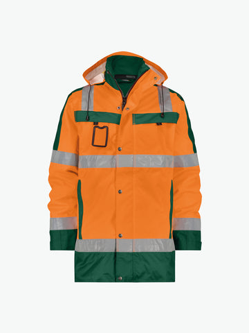 Dassy Limasol Hogezichtbaarheidsparka - Fluo-Oranje/Flessengroen Werkjas HiVis Dassy
