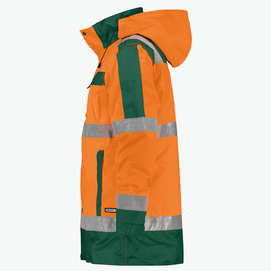 Dassy Limasol Hogezichtbaarheidsparka - Fluo-Oranje/Flessengroen Werkjas HiVis Dassy