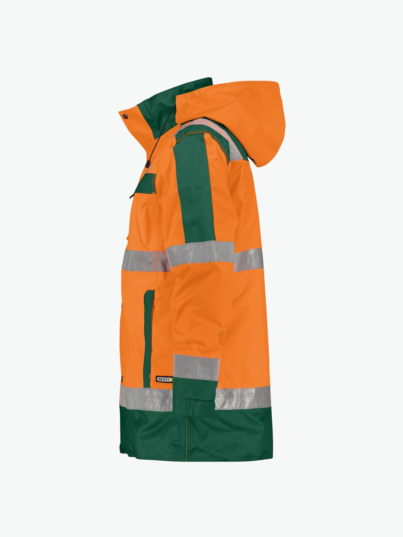 Dassy Limasol Hogezichtbaarheidsparka - Fluo-Oranje/Flessengroen Werkjas HiVis Dassy