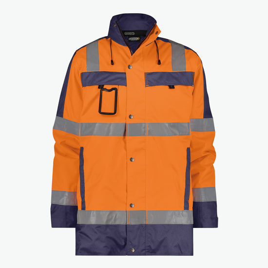 Dassy Limasol Hogezichtbaarheidsparka - Fluo-Oranje/Marineblauw Werkjas HiVis Dassy