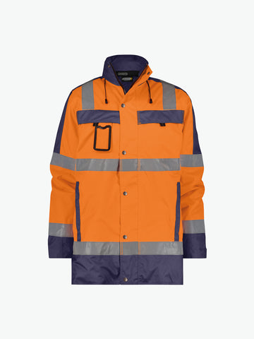 Dassy Limasol Hogezichtbaarheidsparka - Fluo-Oranje/Marineblauw Werkjas HiVis Dassy