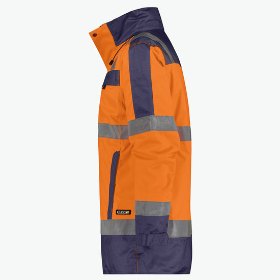 Dassy Limasol Hogezichtbaarheidsparka - Fluo-Oranje/Marineblauw Werkjas HiVis Dassy
