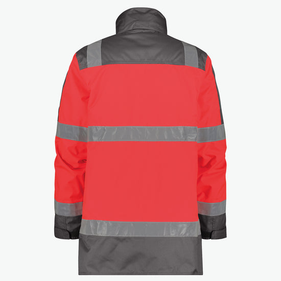 Dassy Limasol Hogezichtbaarheidsparka - Fluorood/Cementgrijs Werkjas Hivis Dassy