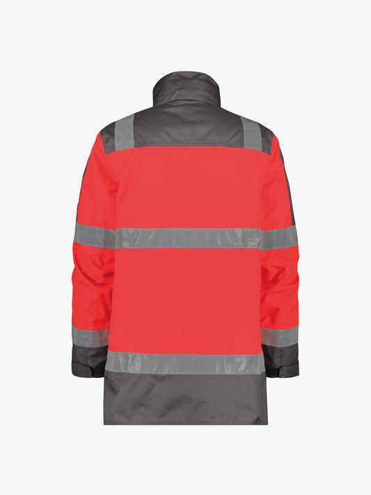 Dassy Limasol Hogezichtbaarheidsparka - Fluorood/Cementgrijs Werkjas Hivis Dassy