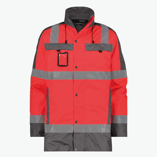 Dassy Limasol Hogezichtbaarheidsparka - Fluorood/Cementgrijs Werkjas Hivis Dassy