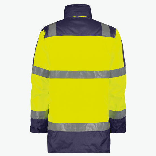 Dassy Limasol Hogezichtbaarheidsparka - Fluogeel/Marineblauw Werkjas HiVis Dassy