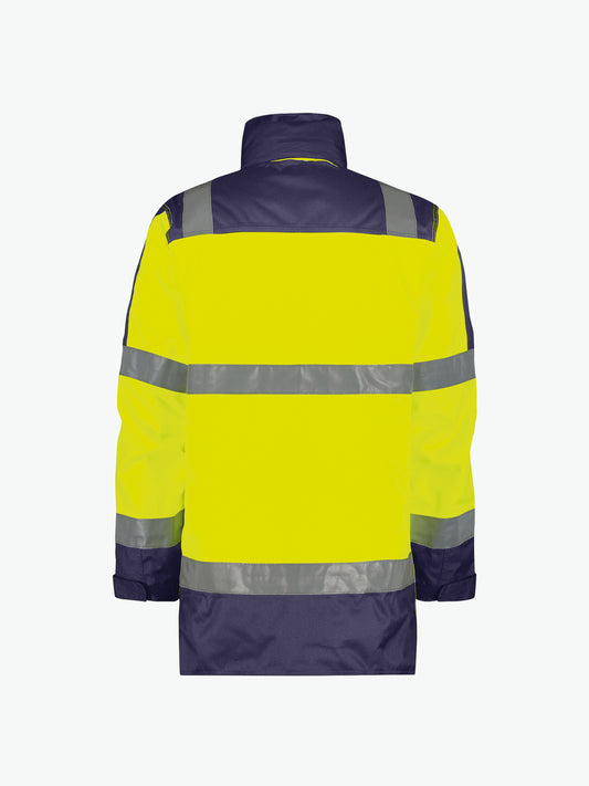 Dassy Limasol Hogezichtbaarheidsparka - Fluogeel/Marineblauw Werkjas HiVis Dassy