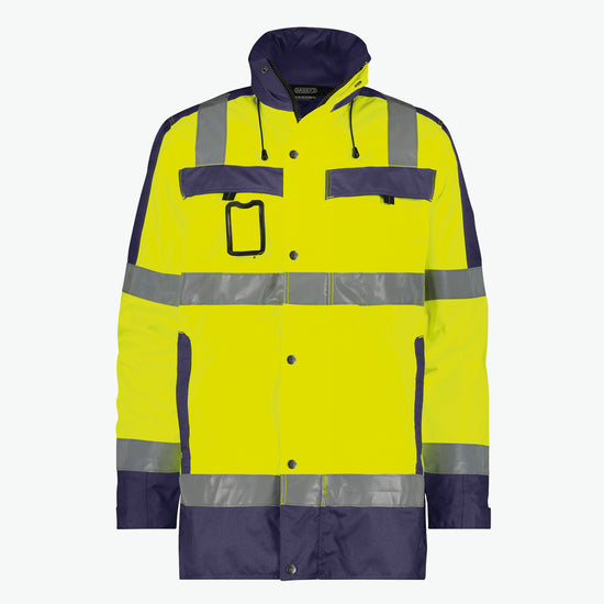 Dassy Limasol Hogezichtbaarheidsparka - Fluogeel/Marineblauw Werkjas HiVis Dassy
