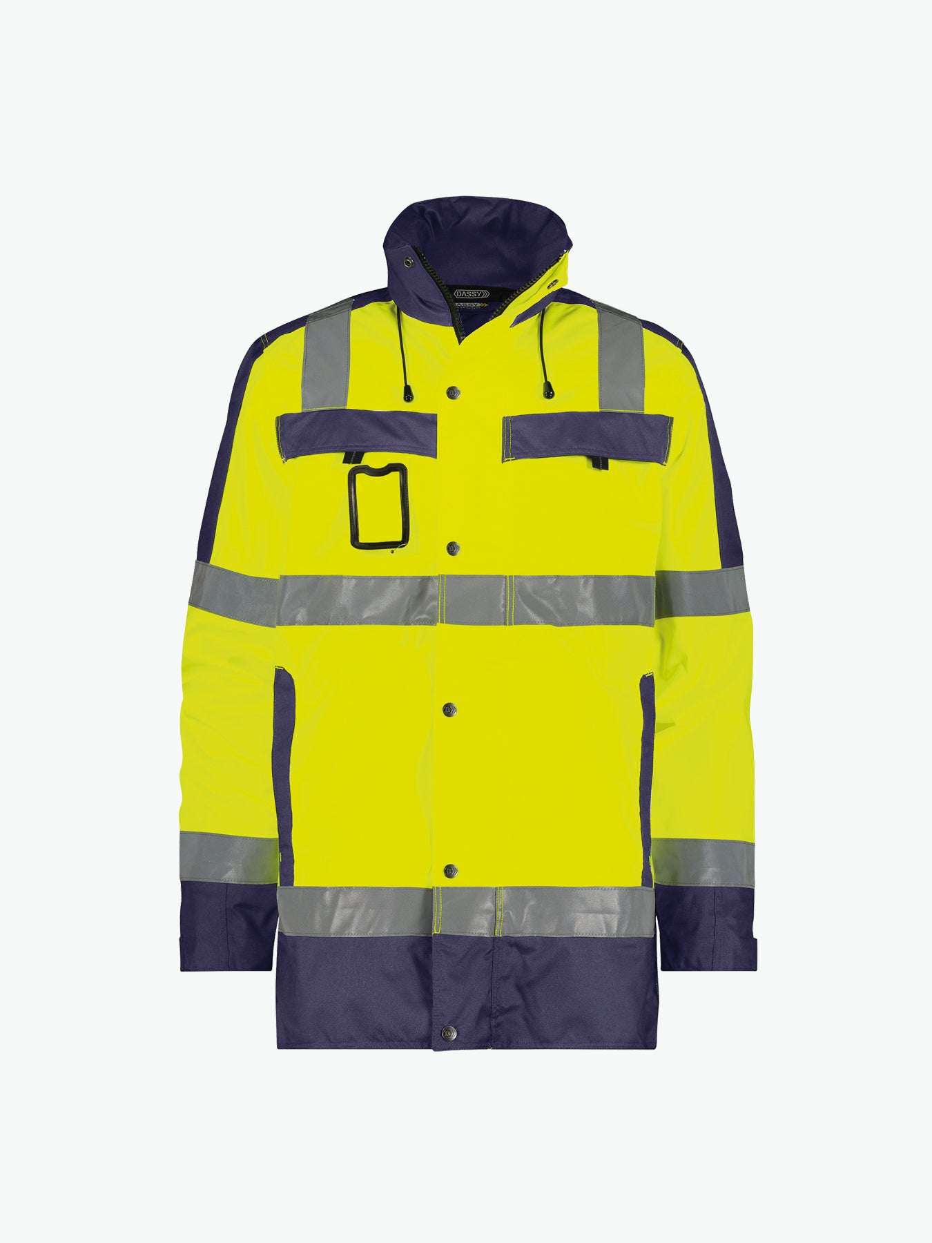 Dassy Limasol Hogezichtbaarheidsparka - Fluogeel/Marineblauw Werkjas HiVis Dassy
