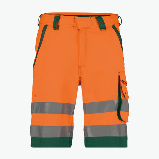 Dassy Lucca Hogezichtbaarheidsshort - Fluo-Oranje/Flessengroen Korte Werkbroek HiVis Dassy