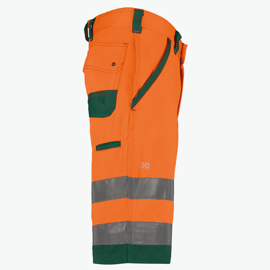 Dassy Lucca Hogezichtbaarheidsshort - Fluo-Oranje/Flessengroen Korte Werkbroek HiVis Dassy