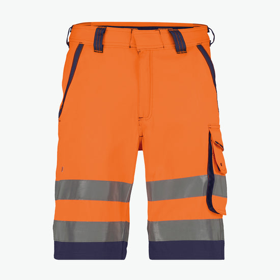 Dassy Lucca Hogezichtbaarheidsshort - Fluo-Oranje/Marineblauw Korte Werkbroek HiVis Dassy