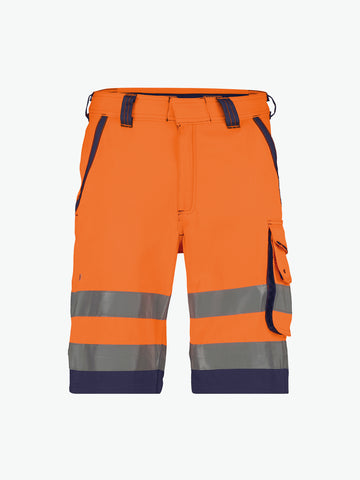 Dassy Lucca Hogezichtbaarheidsshort - Fluo-Oranje/Marineblauw Korte Werkbroek HiVis Dassy