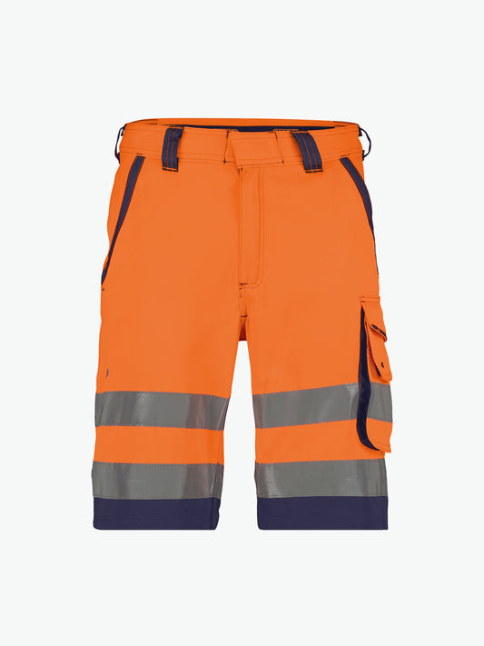 Dassy Lucca Hogezichtbaarheidsshort - Fluo-Oranje/Marineblauw Korte Werkbroek HiVis Dassy