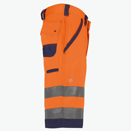 Dassy Lucca Hogezichtbaarheidsshort - Fluo-Oranje/Marineblauw Korte Werkbroek HiVis Dassy