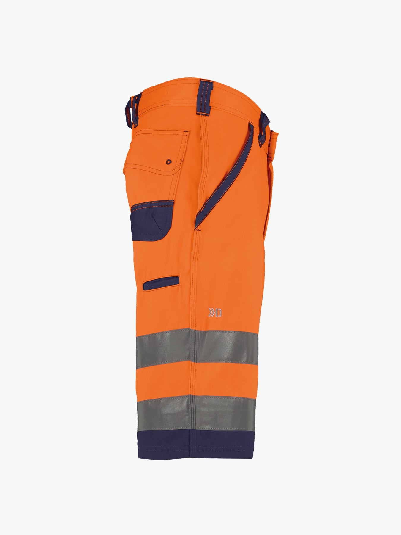 Dassy Lucca Hogezichtbaarheidsshort - Fluo-Oranje/Marineblauw Korte Werkbroek HiVis Dassy