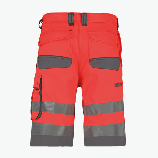 Dassy Lucca Hogezichtbaarheidsshort - Fluorood/Cementgrijs Korte Werkbroek HiVis Dassy