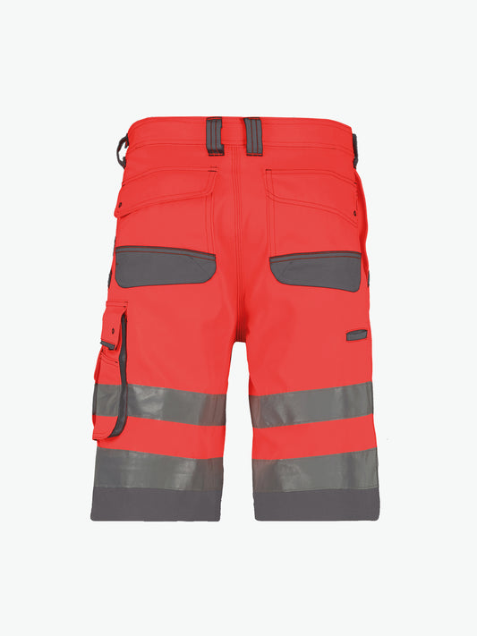Dassy Lucca Hogezichtbaarheidsshort - Fluorood/Cementgrijs Korte Werkbroek HiVis Dassy