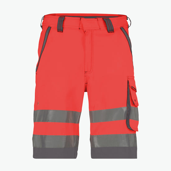 Dassy Lucca Hogezichtbaarheidsshort - Fluorood/Cementgrijs Korte Werkbroek HiVis Dassy