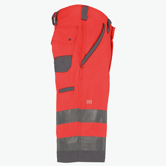 Dassy Lucca Hogezichtbaarheidsshort - Fluorood/Cementgrijs Korte Werkbroek HiVis Dassy