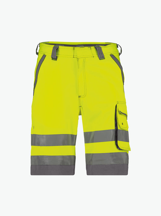 Dassy Lucca Hogezichtbaarheidsshort - Fluogeel/Cementgrijs Korte Broek HiVis Dassy
