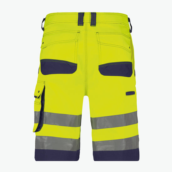 Dassy Lucca Hogezichtbaarheidsshort - Fluogeel/Marineblauw Korte Broek HiVis Dassy