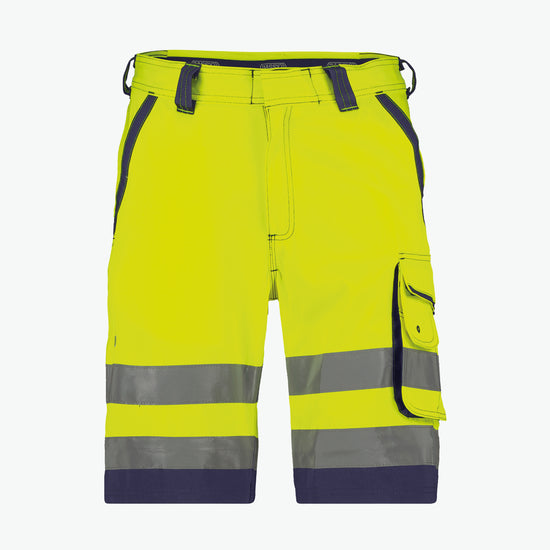 Dassy Lucca Hogezichtbaarheidsshort - Fluogeel/Marineblauw Korte Broek HiVis Dassy