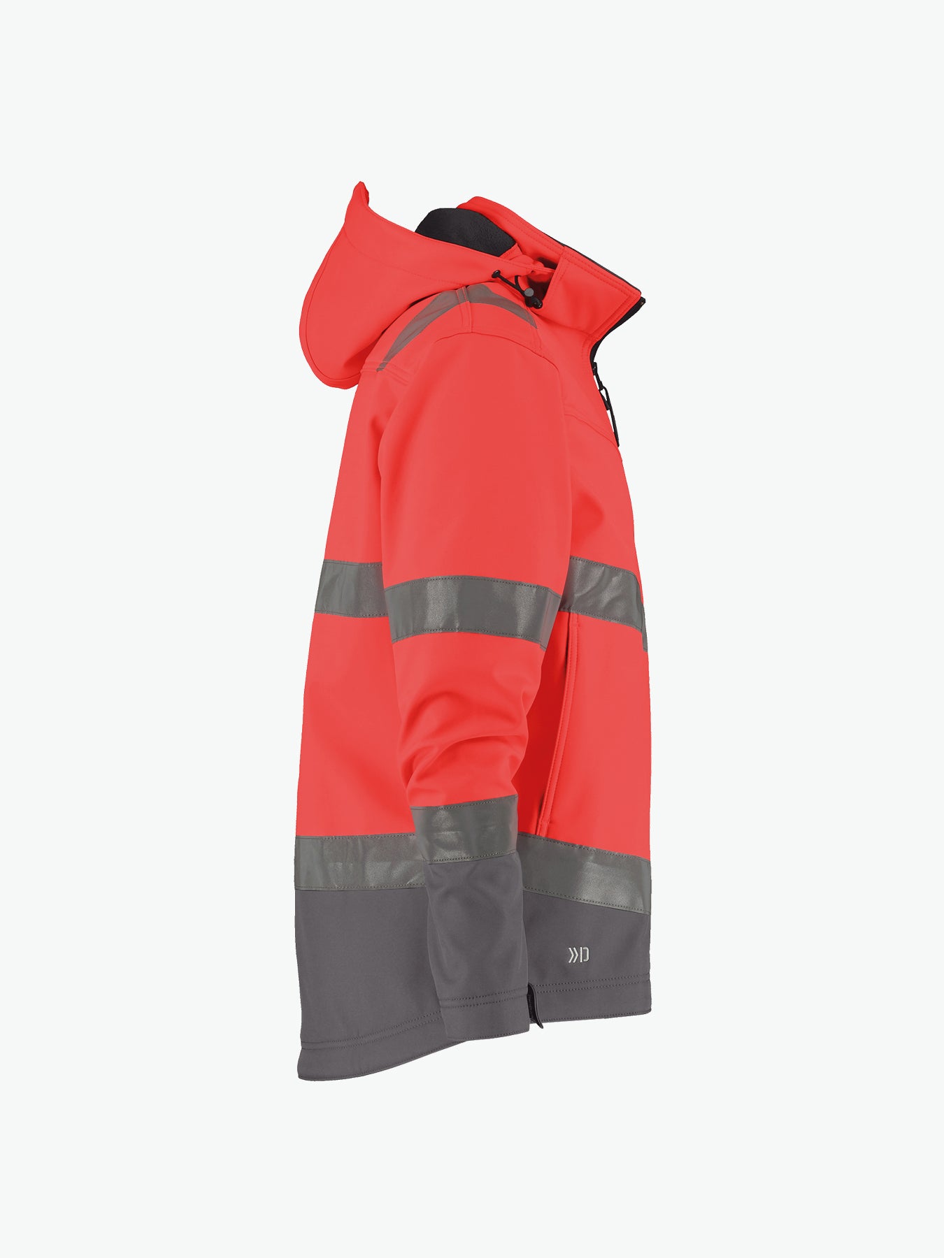 Dassy Malaga Hogezichtbaarheidssoftshelljas - Fluorood/Cementgrijs Werkjas Softshell HiVis Dassy