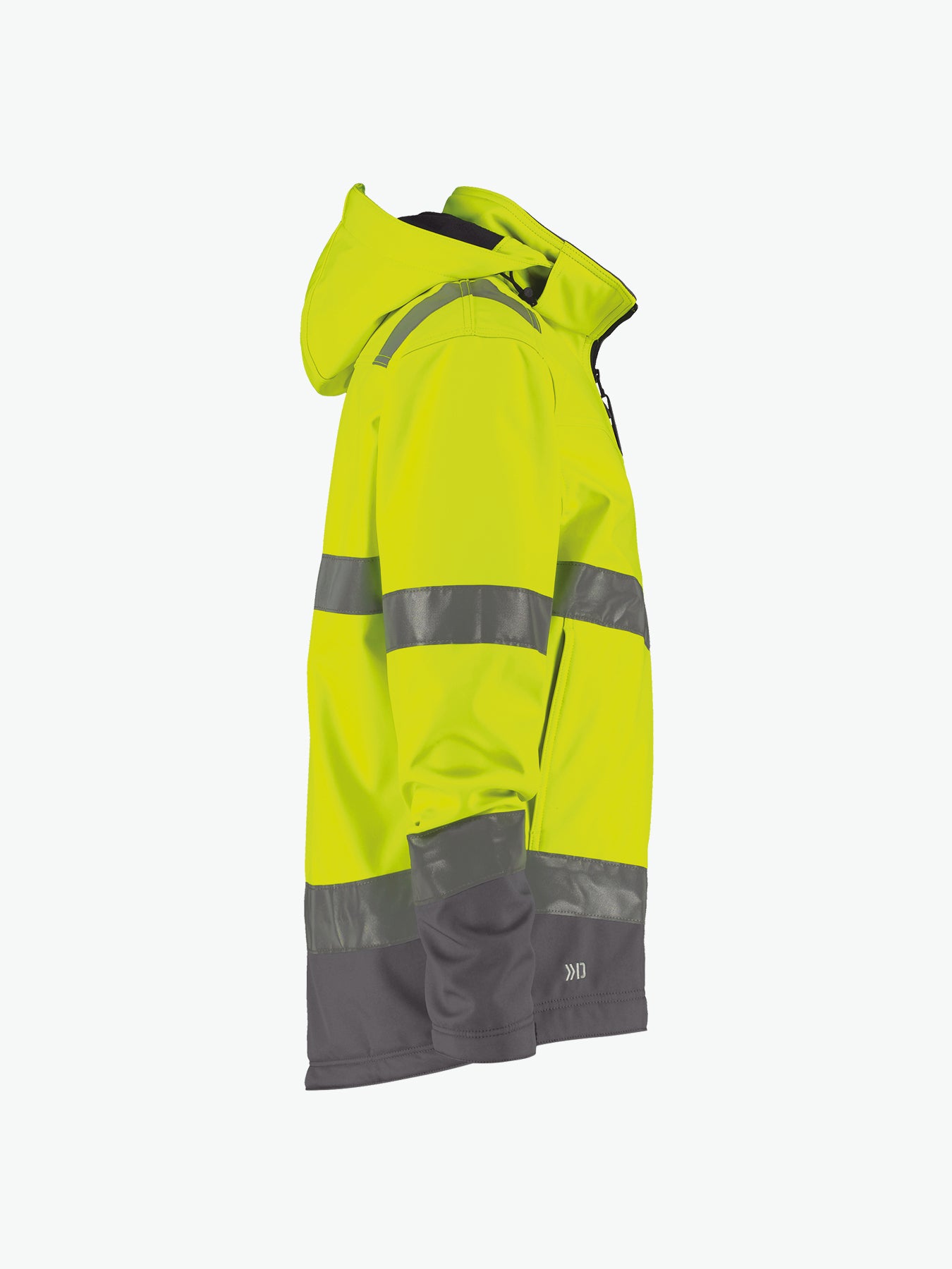 Dassy Malaga Hogezichtbaarheidssoftshelljas - Fluogeel/Cementgrijs Werkjas Softshell HiVis Dassy