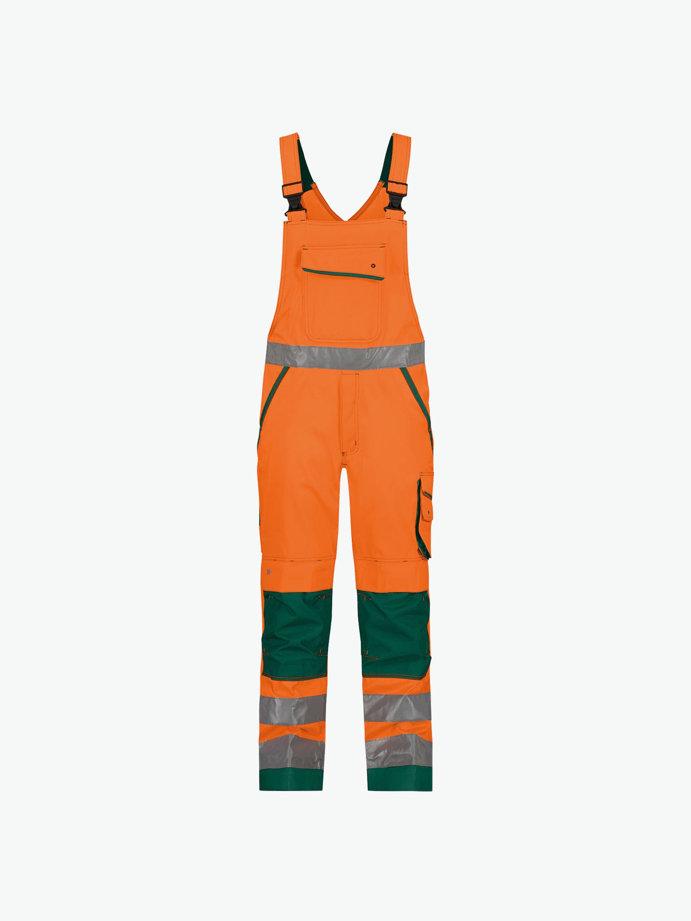 Dassy Malmedy Hogezichtbaarheidsbretelbroek met kniezakken - Fluo-Oranje/Flessengroen Werkbroek HiVis Dassy
