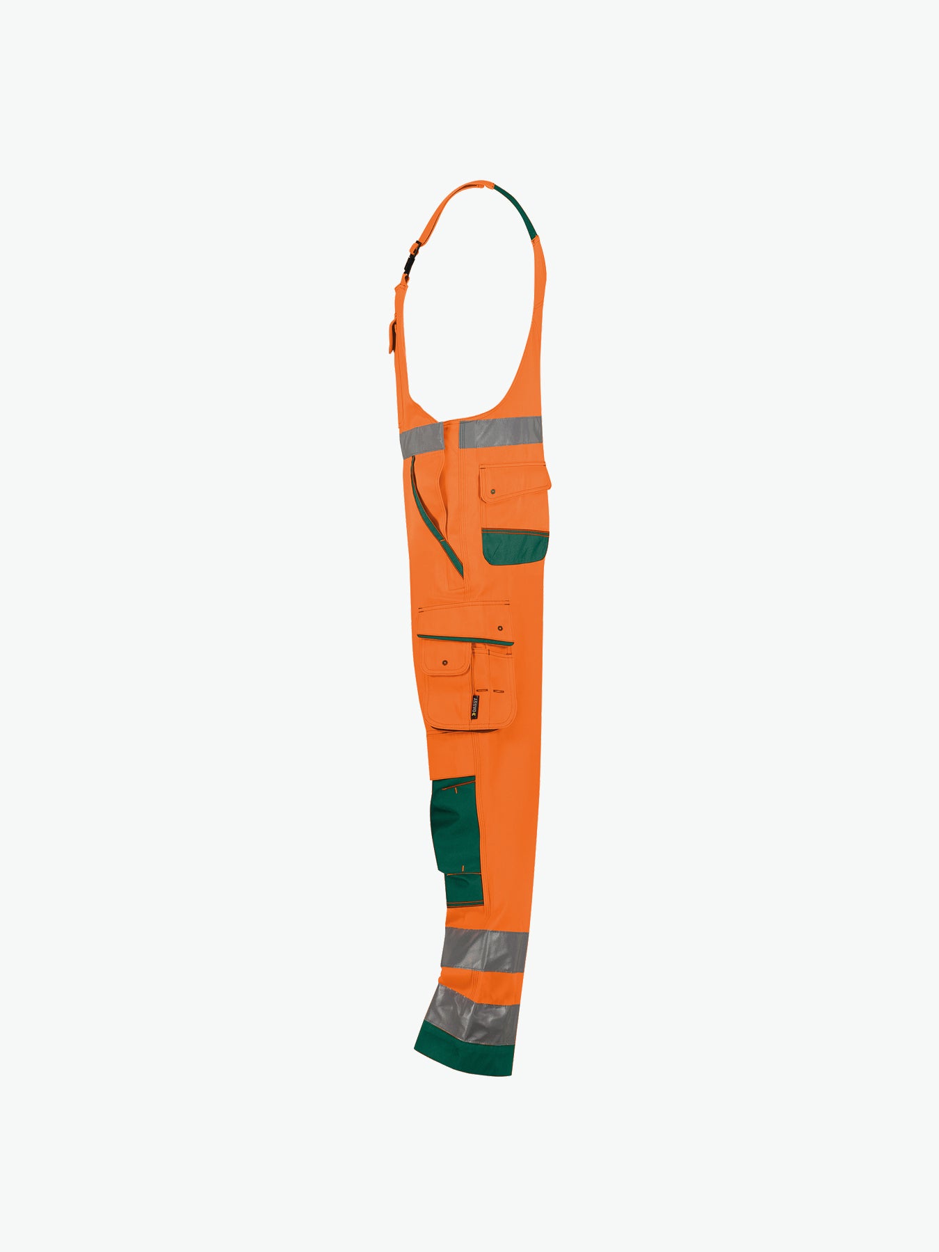 Dassy Malmedy Hogezichtbaarheidsbretelbroek met kniezakken - Fluo-Oranje/Flessengroen Werkbroek HiVis Dassy
