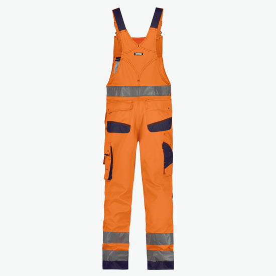 Dassy Malmedy Hogezichtbaarheidsbretelbroek met kniezakken - Fluo-Oranje/Marineblauw Werkbroek HiVis Dassy