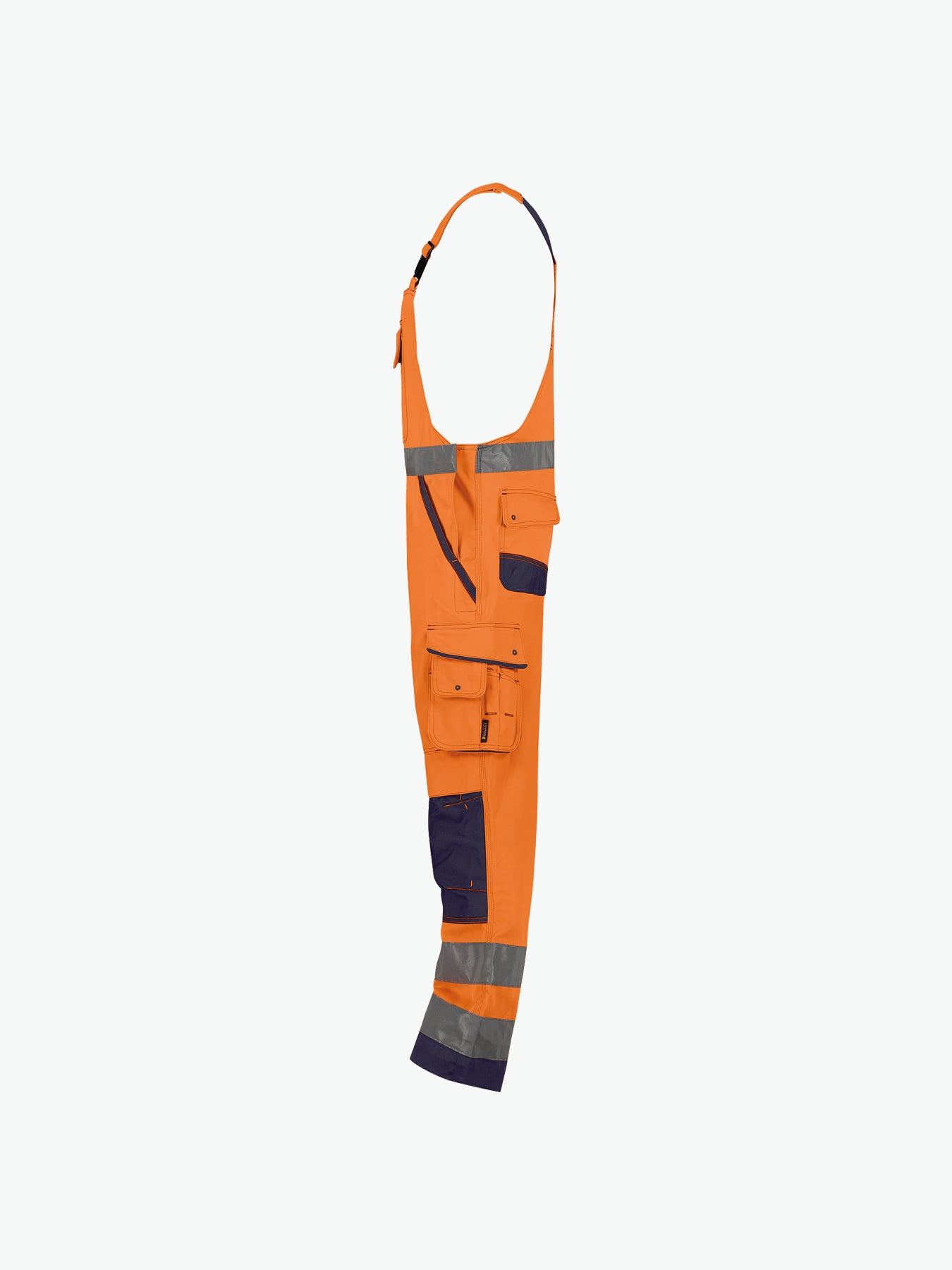 Dassy Malmedy Hogezichtbaarheidsbretelbroek met kniezakken - Fluo-Oranje/Marineblauw Werkbroek HiVis Dassy