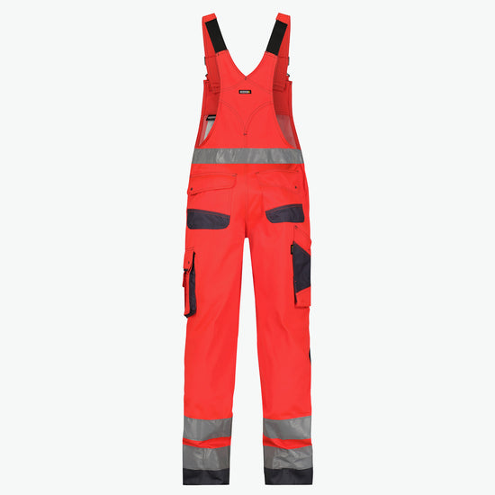Dassy Malmedy Hogezichtbaarheidsbretelbroek met kniezakken - Fluorood/Cementgrijs Werkbroek Dassy