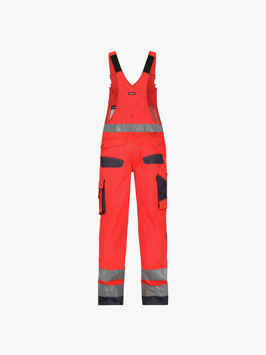 Dassy Malmedy Hogezichtbaarheidsbretelbroek met kniezakken - Fluorood/Cementgrijs Werkbroek Dassy