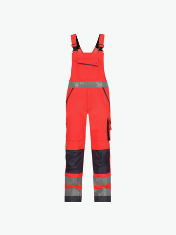 Dassy Malmedy Hogezichtbaarheidsbretelbroek met kniezakken - Fluorood/Cementgrijs Werkbroek Dassy