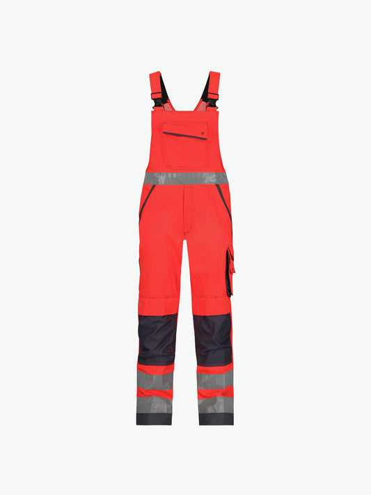 Dassy Malmedy Hogezichtbaarheidsbretelbroek met kniezakken - Fluorood/Cementgrijs Werkbroek Dassy