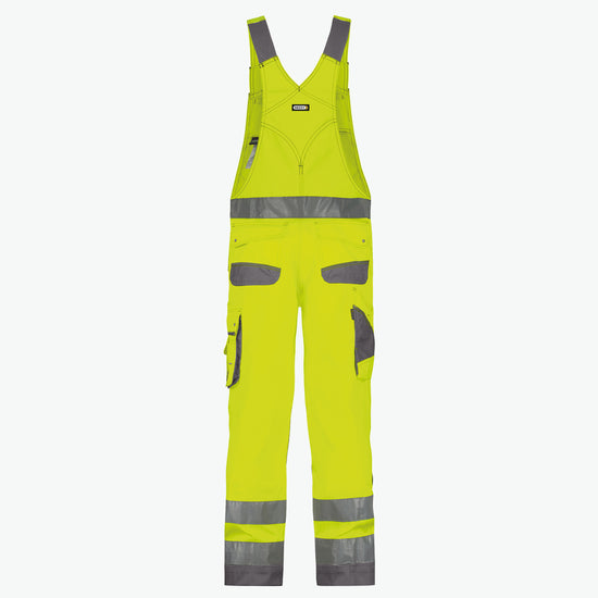 Dassy Malmedy Hogezichtbaarheidsbretelbroek met kniezakken - Fluogeel/Cementgrijs Werkbroek HiVis Dassy