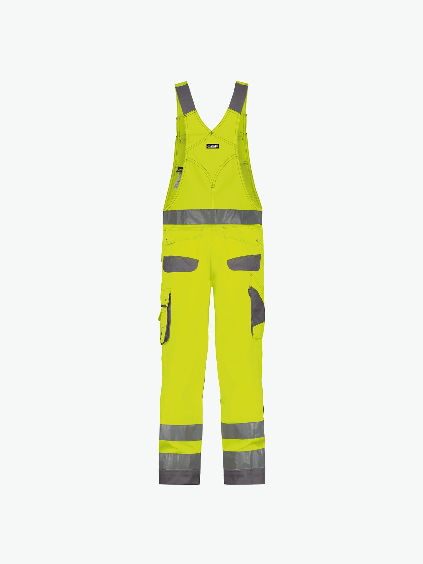 Dassy Malmedy Hogezichtbaarheidsbretelbroek met kniezakken - Fluogeel/Cementgrijs Werkbroek HiVis Dassy