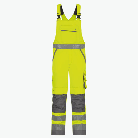 Dassy Malmedy Hogezichtbaarheidsbretelbroek met kniezakken - Fluogeel/Cementgrijs Werkbroek HiVis Dassy
