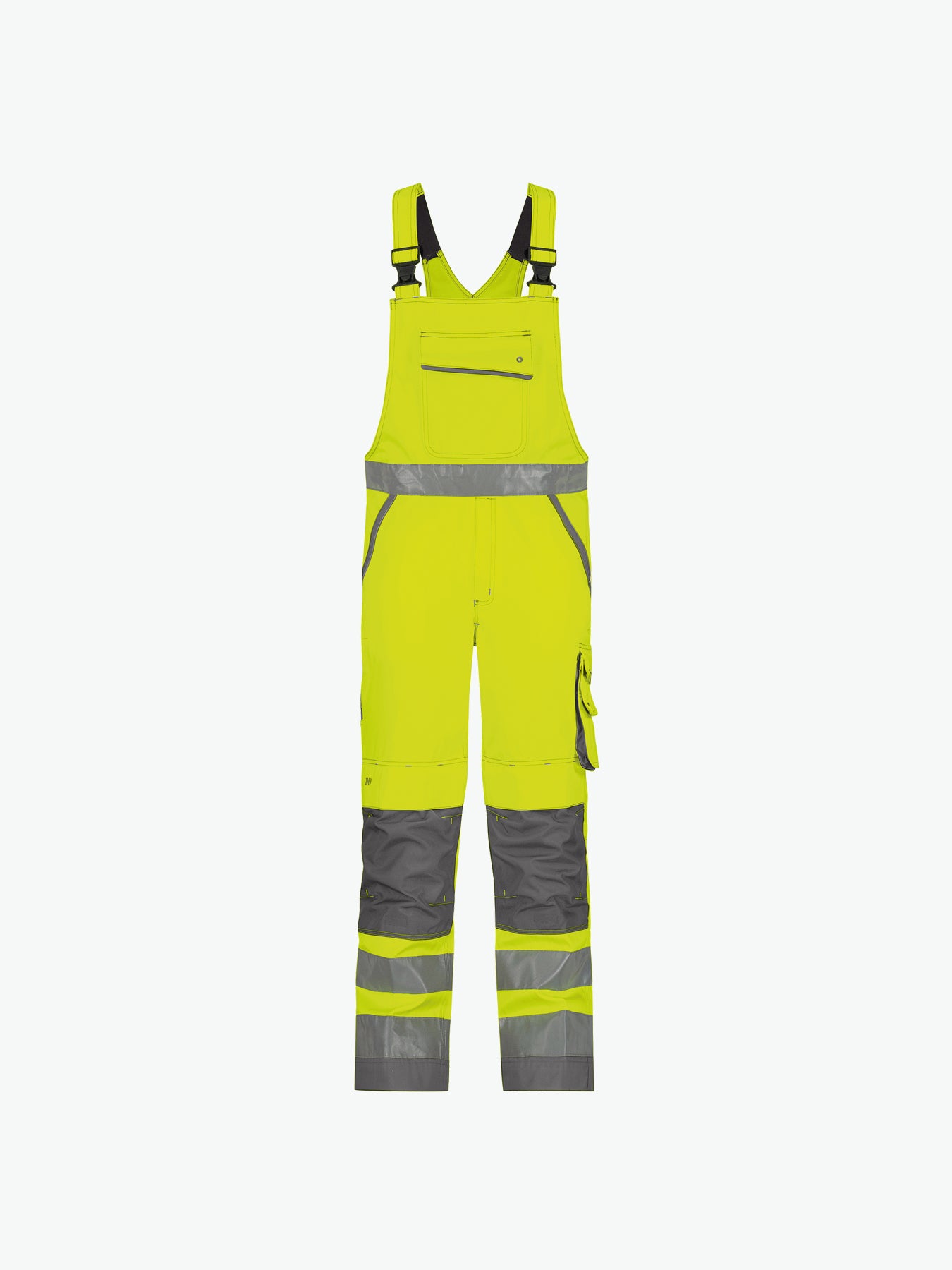 Dassy Malmedy Hogezichtbaarheidsbretelbroek met kniezakken - Fluogeel/Cementgrijs Werkbroek HiVis Dassy