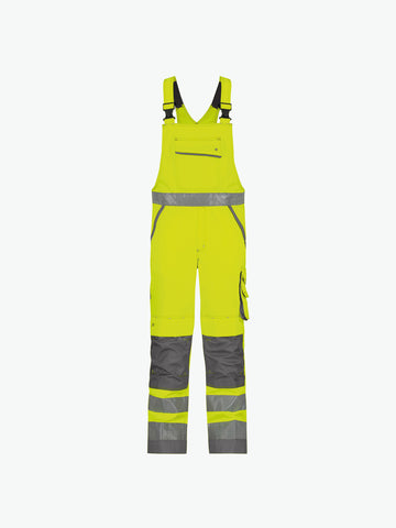 Dassy Malmedy Hogezichtbaarheidsbretelbroek met kniezakken - Fluogeel/Cementgrijs Werkbroek HiVis Dassy