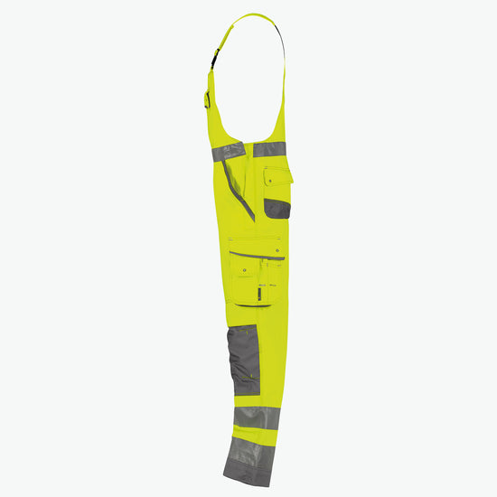 Dassy Malmedy Hogezichtbaarheidsbretelbroek met kniezakken - Fluogeel/Cementgrijs Werkbroek HiVis Dassy