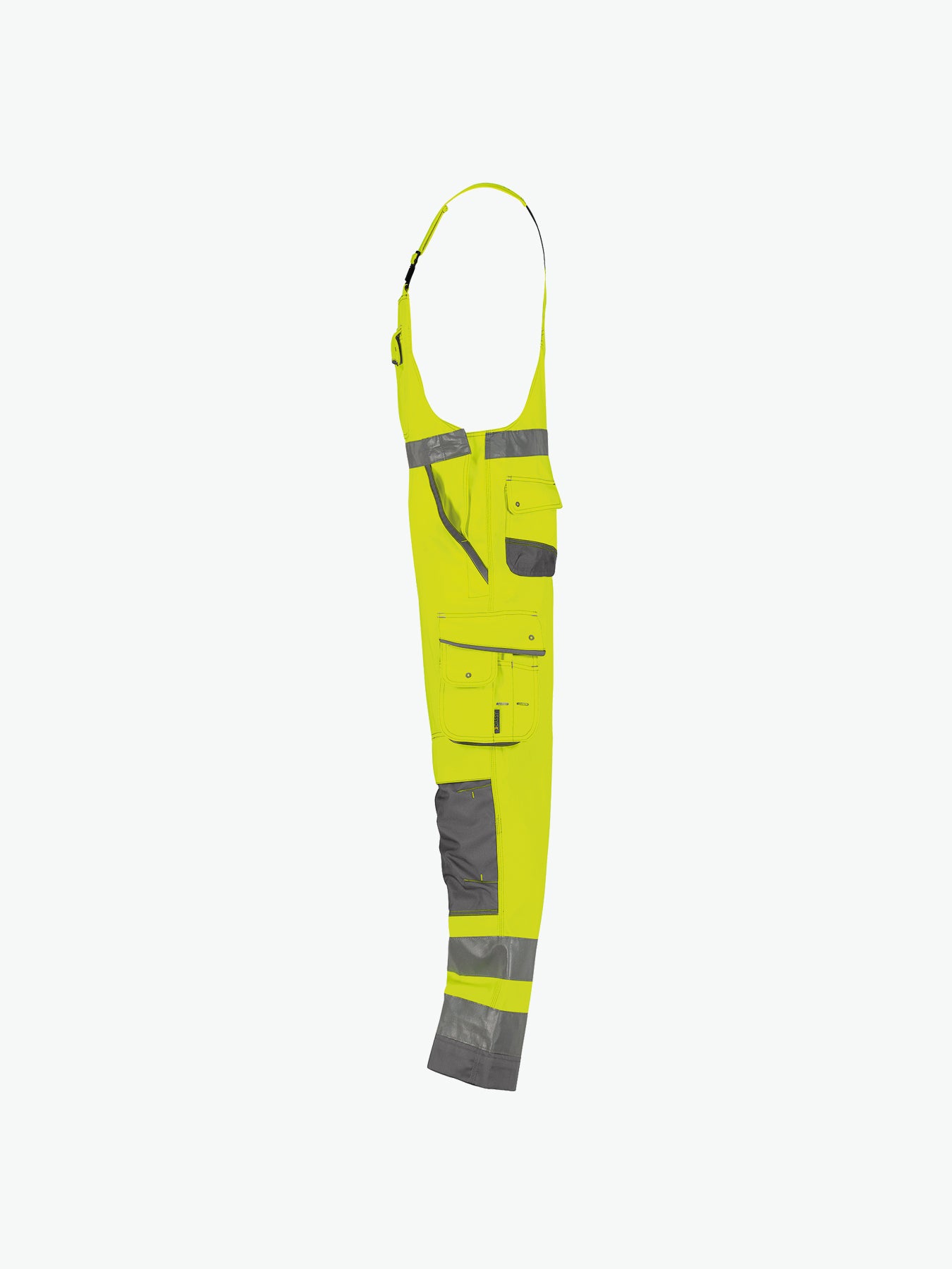 Dassy Malmedy Hogezichtbaarheidsbretelbroek met kniezakken - Fluogeel/Cementgrijs Werkbroek HiVis Dassy